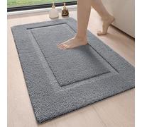 DEXI Bath Mat 60 x 90 cm, Absorbent Bathroom Mats with Non Slip Backing, Machine Washable Rug for Shower Floor, Grey