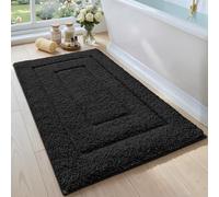 DEXI Bath Mat 60 x 90 cm, Extra Soft Absorbent Microfiber, Non-Slip Bathroom Mats, Machine Washable Rugs for Shower Floor, Black