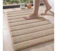 DEXI Bath Mat 60 x 90 cm, Extra Soft Absorbent Microfiber, Non-Slip Washable Rugs for Shower Floor, Bathmat Bathroom Accessories Decor, Khaki