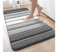 DEXI Bath Mat 60 x 90 cm Extra Soft Absorbent Microfiber NonSlip Washable Rugs for Shower Floor Bathmat Bathroom Accessories Decor Grey - This pr
