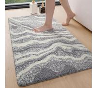 DEXI Bath Mat 61 x 92 cm, Washable Bathroom Mats with Non Slip Backing, Quick Dry Absorbent Large Floor Rugs, Grey