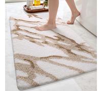 DEXI Bath Mat 61 x 92 cm, Washable Bathroom Mats with Non Slip Backing, Quick Dry Absorbent Large Floor Rugs, White