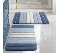 DEXI Bath Mat Sets 2 Piece 40 x 60 cm, Extra Soft Absorbent Microfiber, Non-Slip Washable Rugs for Shower Floor, Bathmat Bathroom Accessories Decor, Blue