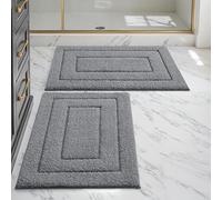 DEXI Bath Mat Sets 2 Piece 40 x 60 cm, Non-Slip Absorbent Microfiber Mats, Machine Washable Quick Dry Rugs, Bathroom Accessories Decor, Grey