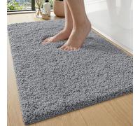 DEXI Bath Mat, Thick, Plush and Absorbent, 50 x 80 cm, Light Grey