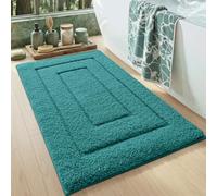 DEXI Bathroom Rug 32x20, Non Slip Washable Bath Mat for Shower Floor, Absorbent Soft Bathmat with Rubber Backing, Quick Dry Microfiber Carpet, Teal