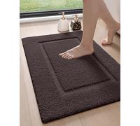 DEXI Bathroom Rugs 36x24, Washable Non Slip Bath Mat for Shower Floor, Absorbent Quick Dry Bathmat with Rubber Backing, Ultra Soft Plush Carpet for Tub, Brown