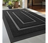 DEXI Door Mat 40 x 60 cm, All Weather Mats Capture Dirt Heavy Duty, Non-Slip Rubber Backing Entrance Rug Waterproof, Shoe and Boot Scraper Doormat Indoor Outdoor, Black