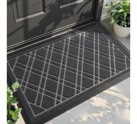 DEXI Door Mat 40 x 60 cm, All Weather Mats Capture Dirt Heavy Duty, Non-Slip Rubber Backing Entrance Rug Waterproof, Shoe and Boot Scraper Doormat Indoor Outdoor, Grey