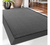 DEXI Door Mat 60 x 90 cm, Non-slip Dirt Trapper Doormats Outside, Quick-Dry & Heavy-Duty Outdoor Floor Mats for Entrance, Patio, Garden, Dark Grey