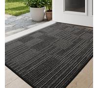 DEXI Door Mats Indoor 43.5 x 75 cm, Non-Slip Absorbent Dirt Trapper Mat, Thin Low Profile Doormats Inside, Washable Entrance Rug for Muddy Shoes and Paws, Charcoal Gray