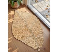 DEXI Jute Door Mat Inside Entrance, 20x31 Braided Woven Front Entryway Leaf Doormat, Low Profile Dirt Trapper Natural Fiber Entry Mats Farmhouse Home Decor, Beige