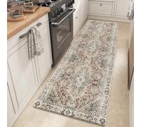 DEXI Kitchen Mat 60 x 220 cm, Anti-Fatigue Cushioned Standing Mats Non Slip Waterproof, Extra Large Washable Carpet Runner Rugs for Floor, Laundry, Home Office, Cream Red