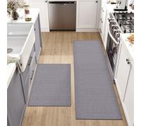 DEXI Kitchen Rug Mat Sets, Rubber Backed Long Floor Mats Non Slip Washable, 2 Pieces Carpet Runner Rugs for Hallway, Dining Room and Entrance, 43x75cm+43x200cm, Grey