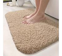 DEXI Microfiber Thick Bath Mat 60 x 110 cm, Ultra Soft and Absorbent Mats, Plush Fluffy Non-Slip Washable Rugs for Shower Floor, Bathroom Accessories Decor, Beige