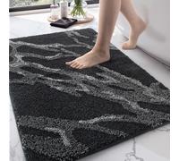 DEXI Microfibre Bath Mat 60 x 110 cm, Non-Slip Absorbent Bathroom Mats, Extra Soft Thick Absorbent Bathmat, Washable Rugs for Shower Floor, Black
