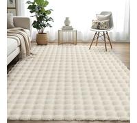 DEXI Modern Rugs Living Room 140 x 200 cm, Non Slip Soft Fluffy Shaggy Area Rug, Thick Pile Plush Washable Floor Carpet for Bedroom Nursery Kids Room, Beige