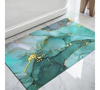 DEXI Non-Slip Bath Mat 43 x 80 cm, Super Absorbent Quick Drying Thin Bathroom Mats for Bathtub Side Floor, Easy to Clean, Turquoise Green