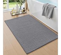 DEXI Soft Chenille Bath Mat 50 x 80 cm, Ultra Absorbent Bathroom Rug, Non-Slip Shower Mat for Bathroom Floor, Quick Dry and Machine Washable, Grey