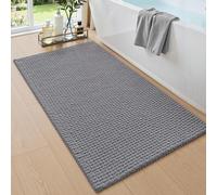 DEXI Soft Chenille Bath Mat 60 x 90 cm, Ultra Absorbent Bathroom Rug, Non-Slip Shower Mat for Bathroom Floor, Quick Dry and Machine Washable, Grey