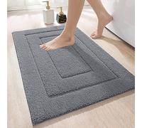 DEXI Ultra Soft Bath Mat 40 x 60 cm, Non-Slip Absorbent Microfiber Mats, Machine Washable Quick Dry Rugs, Bathroom Accessories Decor, Grey