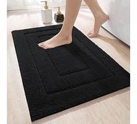 DEXI Ultra Soft Bath Mat 50 x 80 cm, Non-Slip Absorbent Microfiber Mats, Machine Washable Quick Dry Rugs, Bathroom Accessories Decor, Black