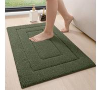 DEXI Ultra Soft Bath Mat 60 x 90 cm, Non-Slip Absorbent Microfiber Mats, Machine Washable Quick Dry Rugs, Bathroom Accessories Decor, Green