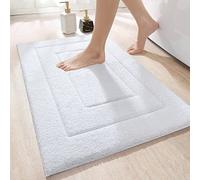 DEXI Ultra Soft Bath Mat 60 x 90 cm, Non-Slip Absorbent Microfiber Mats, Machine Washable Quick Dry Rugs, Bathroom Accessories Decor, White