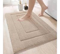DEXI Ultra Soft Bath Mat 60 x 90 cm, Non-Slip Absorbent Microfiber Mats, Machine Washable Quick Dry Rugs, Bathroom Accessories Decor, Beige