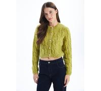 Dexia Cable Knit Cardigan With Button Detail In Green Green