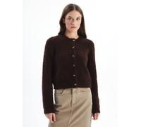 Dexia Cable Knit Crew Neck Jumper Cardigan In Brown Brown