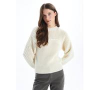Dexia Crew Neck Knitted Jumper With Textured Detail Ecru Ecru