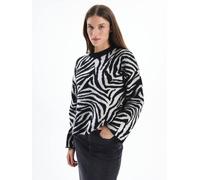 Dexia Crew Neck Zebra Print Cable Knit Jumper Multi
