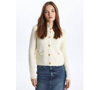 Dexia Elegant Button-Up Knitted Cardigan & Jumper In Ecru Ecru