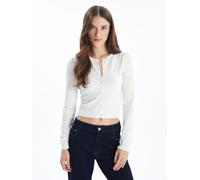 Dexia Elegant White Cardigan With Refined Details White