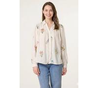 Dexia Floral Embroidered Button-Front Shirt In Stone Stone