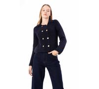 Dexia Knit Detailed Long Sleeve Sweater In Navy Navy S