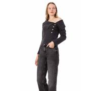 Dexia Knitted Blouse With Button Detail Charcoal Charcoal