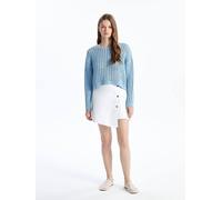 Dexia Long Sleeve Knit Jumper With Woven Detail In Blue Blue