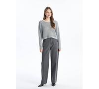 Dexia Long Sleeve Knit Jumper With Woven Detail In Grey Grey