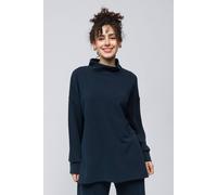 Dexia Navy Funnel Neck Modal Blend Sweatshirt With Side Slits Navy