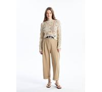 Dexia Open-Knit Cotton-Linen Long Sleeve Blouse In Ecru Ecru M