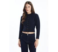 Dexia Pearl And Knit Detailed Long Sleeve Cardigan & Jumper In Navy Navy L