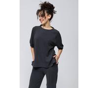 Dexia Relaxed Fit Charcoal Top With Crew Neck And Short Sleeves In Navy Navy