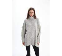 Dexia Roll Neck Soft Textured Relaxed Fit Plain Knit Jumper & Jumper Dress In Grey Grey S/M