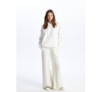 Dexia Soft Textured Cosy Elastic Waist Wide Leg Palazzo Trousers In Ecru Ecru S