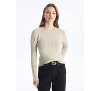 Dexia Soft Textured Slim Fit Beige Jumper With Braided Detail And Crew Neck Beige