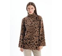 Dexia Turtleneck Leopard Print Knitted Long Sleeve Relaxed Jumper Multi