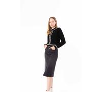 Dexia Tweed Pattern Button Detailed Sweater Cardigan In Black Black M