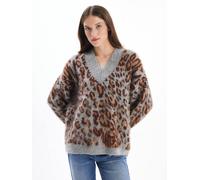 Dexia V-Neck Leopard Print Long Sleeve Jumper Multi